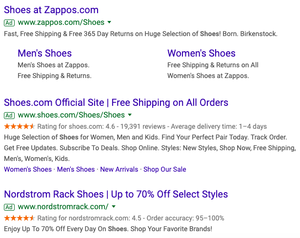 Example of Ads on the SERP