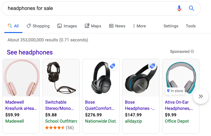Shopping Ads for Headphones