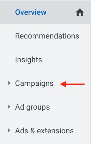 Campaigns tab in Google Ads