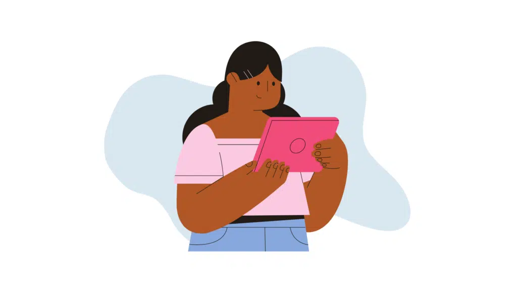 Woman looking at a tablet