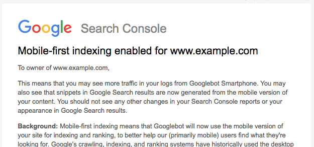 Google Search Console message