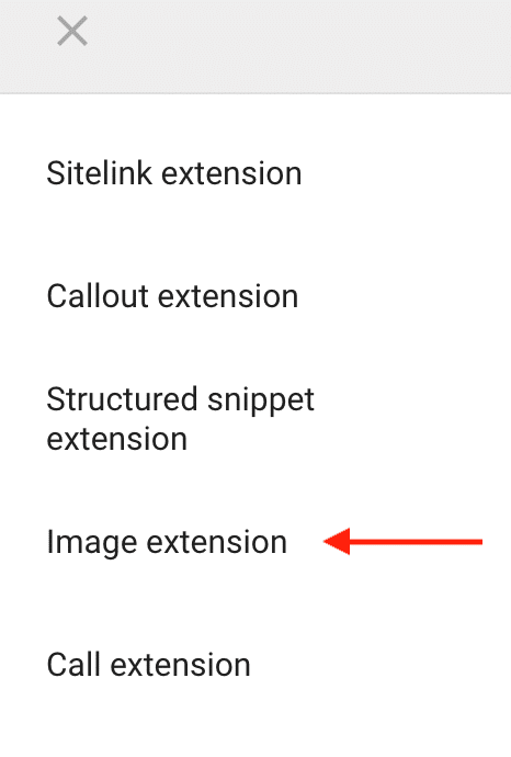 Image extension option in Google Ads