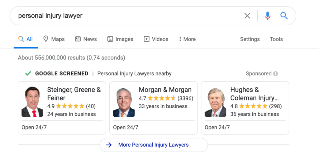 local services ad for lawyers