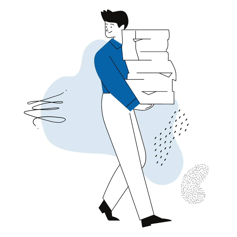 man carrying papers
