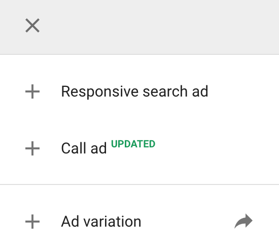 popup when creating a new ad in Google