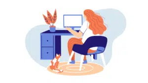 Woman working in home office